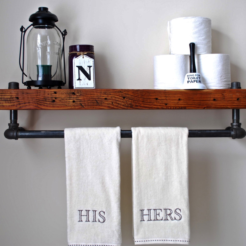 Industrial Bathroom Floating Pipe Shelf ShopBlast best products